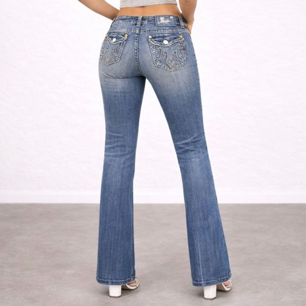 Mek Denim Y2K Back Flap Jean Medium Wash Straight Leg Size 28 | 6 Grunge 2000s - Picture 4 of 12